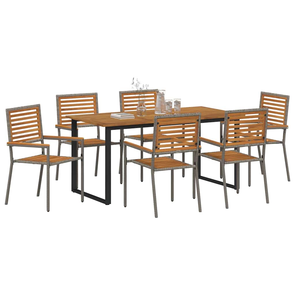 Vrtni set za objed 7 pcs Siva Čvrsto drvo akacije