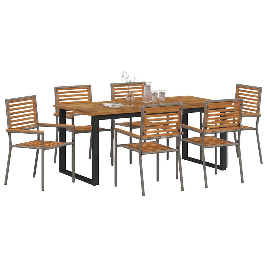 Vrtni set za objed 7 pcs Siva Čvrsto drvo akacije