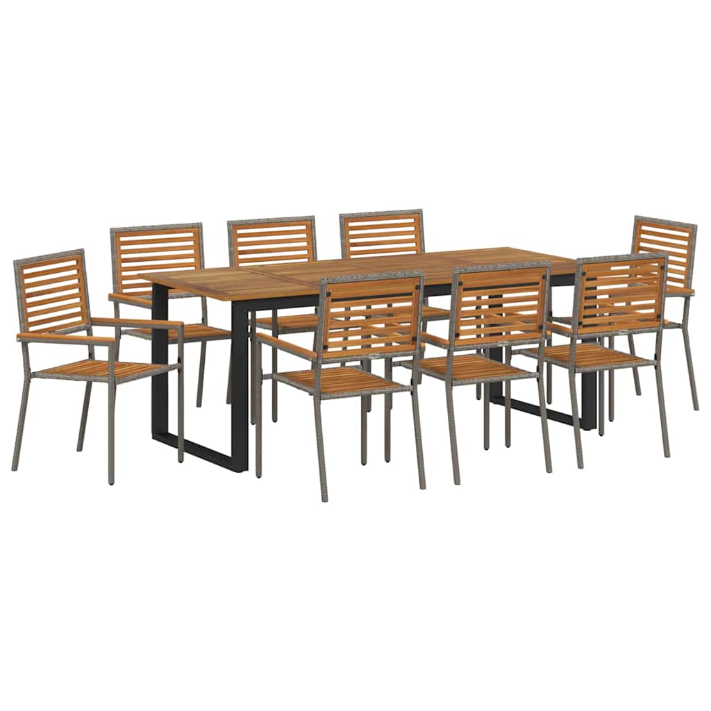 Vrtni set za objed 9 pcs Siva Čvrsto drvo akacije