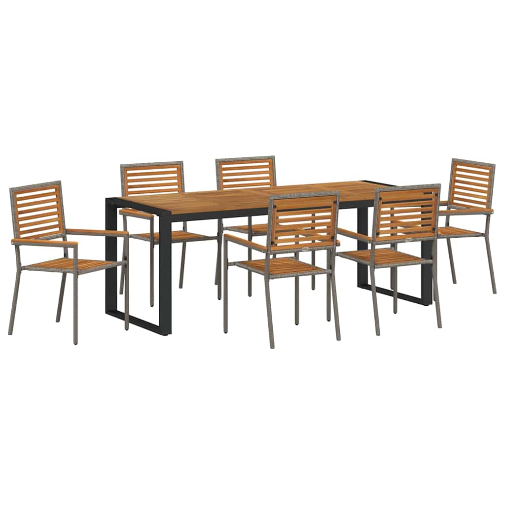 Vrtni set za objed 7 pcs Siva i smeđa poliratan