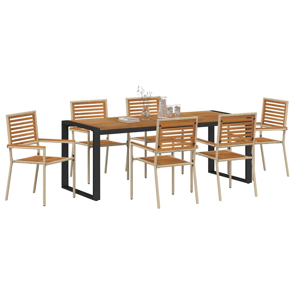 Vrtni set za objed 7 pcs Bež i smeđa poliratan
