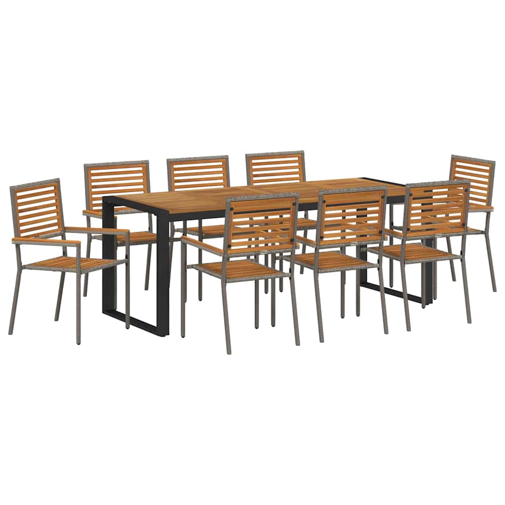 Vrtni set za objed 9 pcs Siva i smeđa poliratan