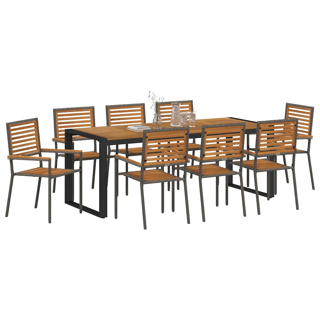 Vrtni set za objed 9 pcs Siva i smeđa poliratan