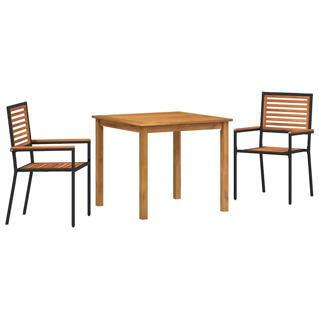 Vrtni set za objed 3 pcs Crna Čvrsto drvo akacije