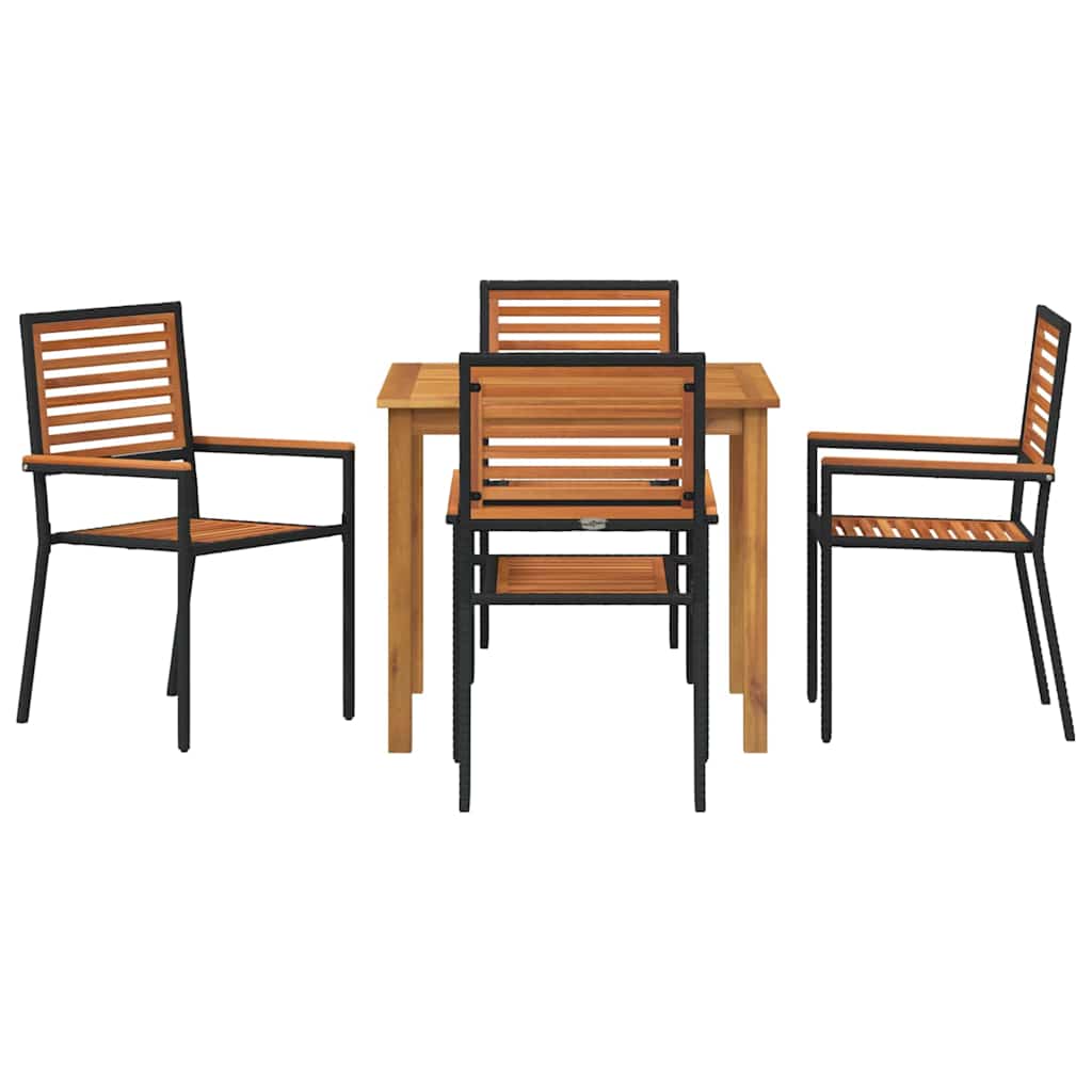 Vrtni set za objed 5 pcs Crna Čvrsto drvo akacije