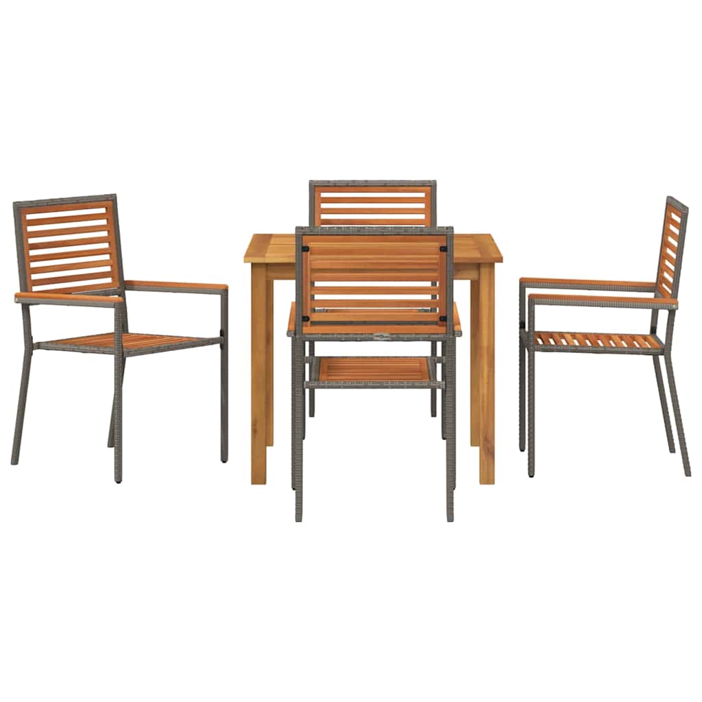 Vrtni set za objed 5 pcs Siva Čvrsto drvo akacije