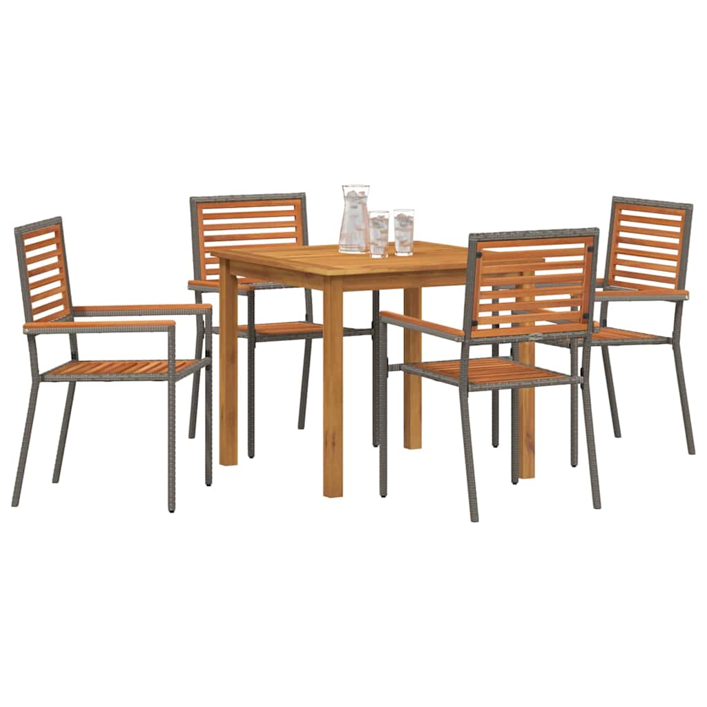 Vrtni set za objed 5 pcs Siva Čvrsto drvo akacije