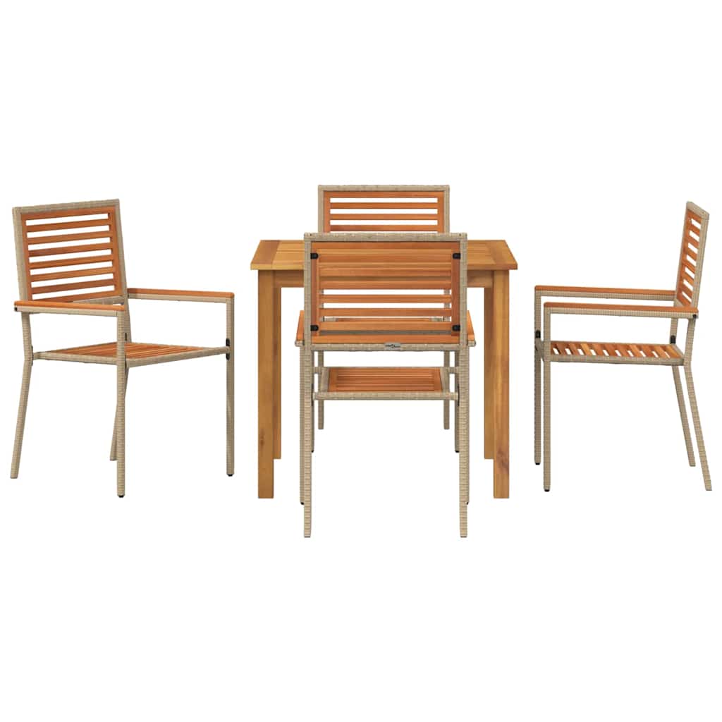Vrtni set za objed 5 pcs Bež Čvrsto drvo akacije