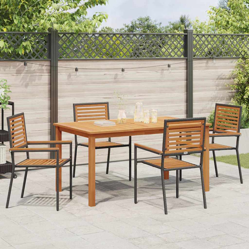 Vrtni set za objed 5 pcs Crna Čvrsto drvo akacije