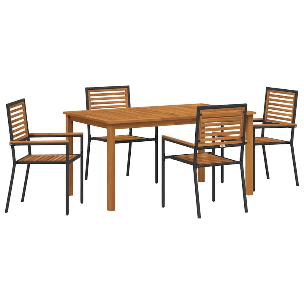Vrtni set za objed 5 pcs Crna Čvrsto drvo akacije