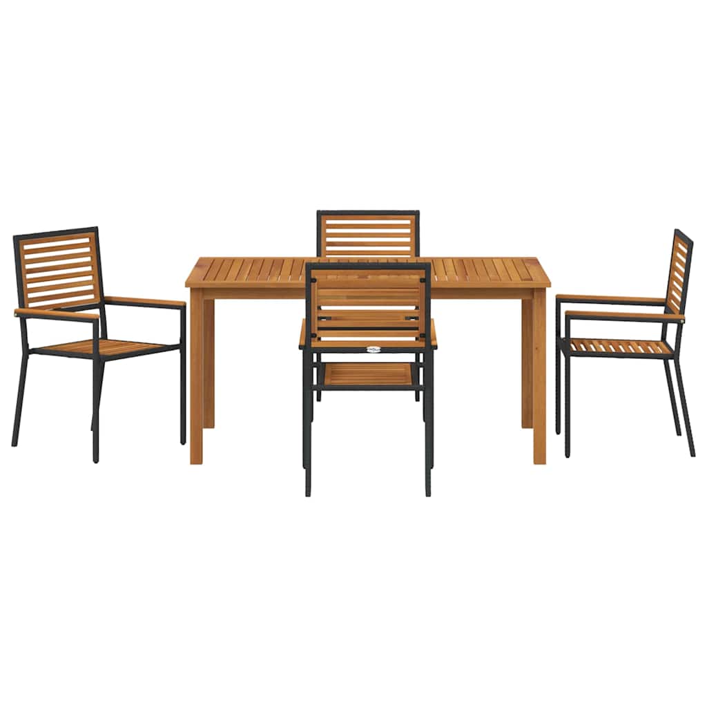Vrtni set za objed 5 pcs Crna Čvrsto drvo akacije