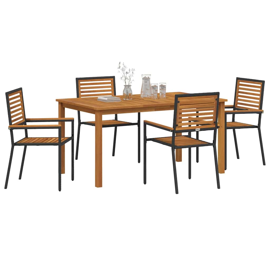 Vrtni set za objed 5 kom. Crna Čvrsto drvo akacije 150 x 90 x 74 cm