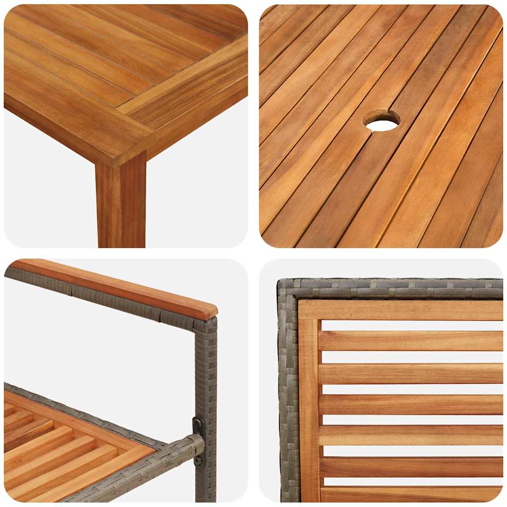 Vrtni set za objed 5 pcs Siva Čvrsto drvo akacije