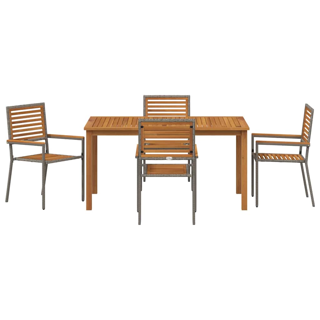Vrtni set za objed 5 pcs Siva Čvrsto drvo akacije