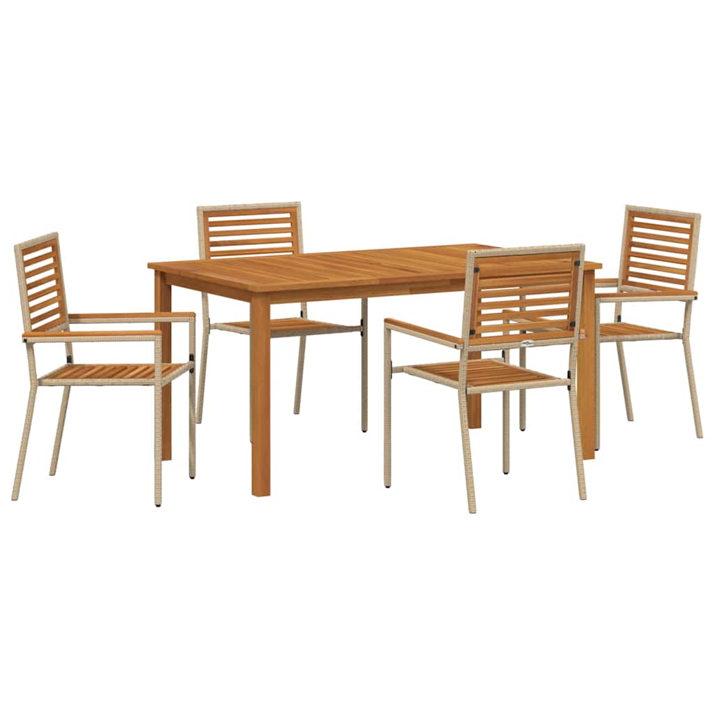 Vrtni set za objed 5 pcs Bež Čvrsto drvo akacije