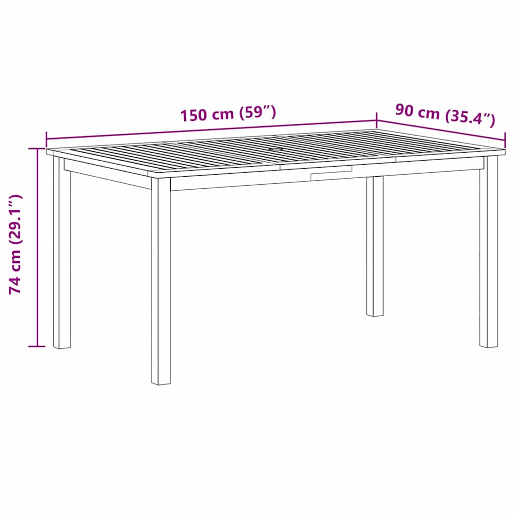 Vrtni set za objed 7 pcs Crna Čvrsto drvo akacije