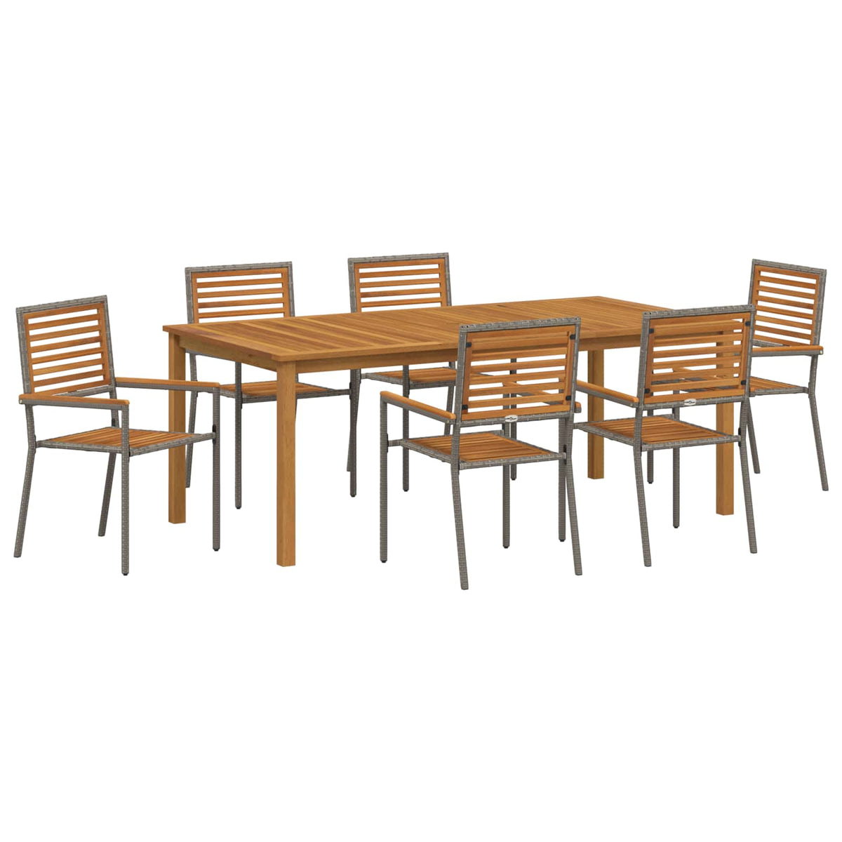 Vrtni set za objed 7 kom. Siva Čvrsto drvo akacije 200 x 100 x 74 cm