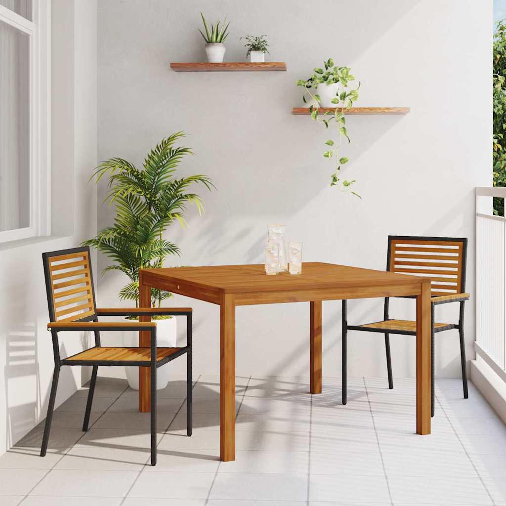 Vrtni set za objed 3 pcs Crna Čvrsto drvo akacije