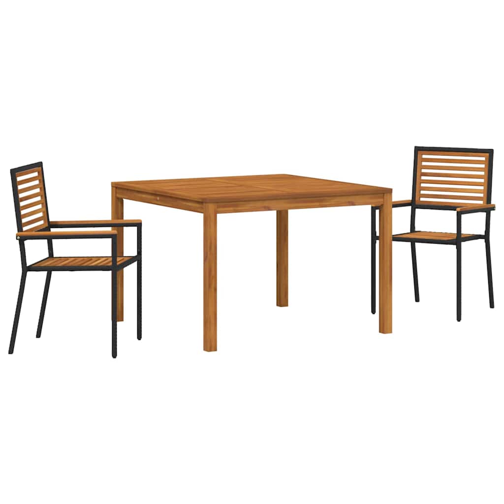 Vrtni set za objed 3 pcs Crna Čvrsto drvo akacije