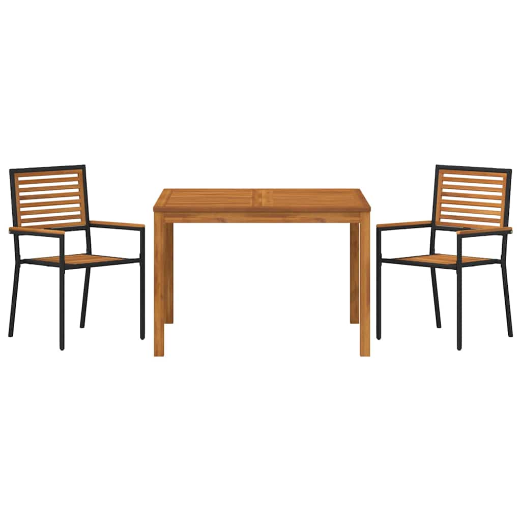 Vrtni set za objed 3 pcs Crna Čvrsto drvo akacije