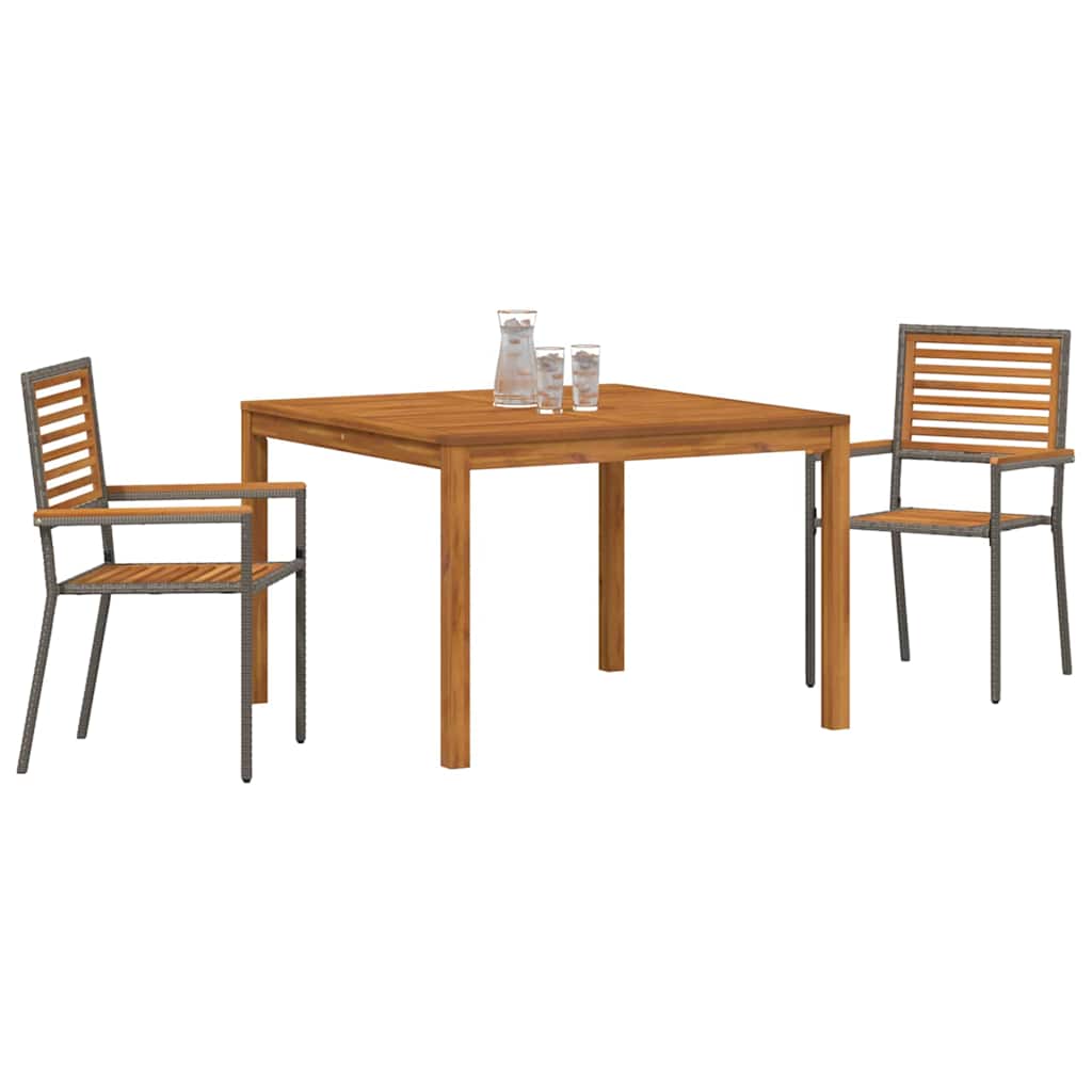 Vrtni set za objed 3 pcs Siva Čvrsto drvo akacije