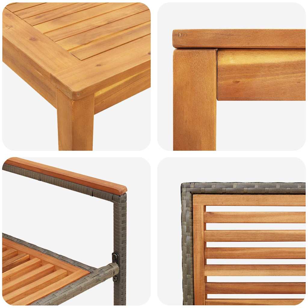 Vrtni set za objed 5 pcs Siva Čvrsto drvo akacije
