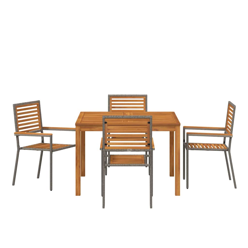 Vrtni set za objed 5 pcs Siva Čvrsto drvo akacije