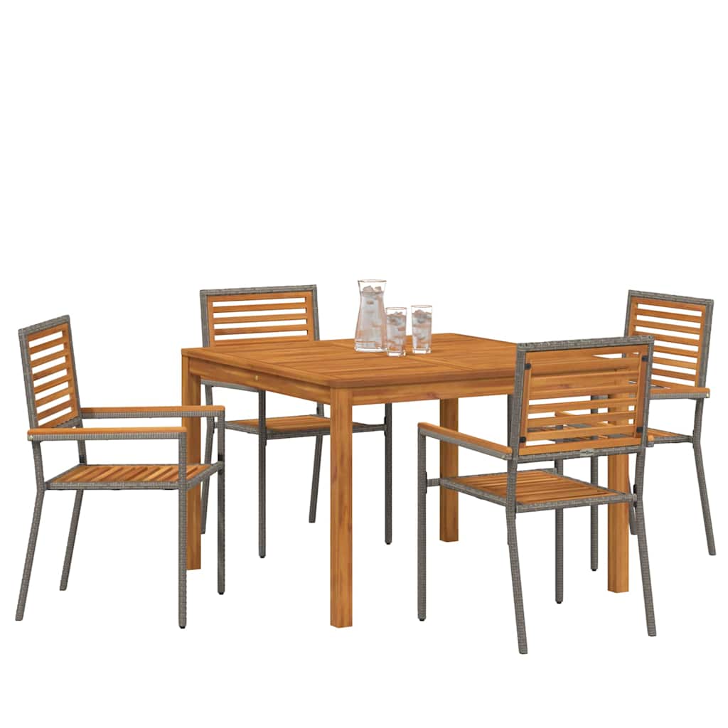 Vrtni set za objed 5 pcs Siva Čvrsto drvo akacije