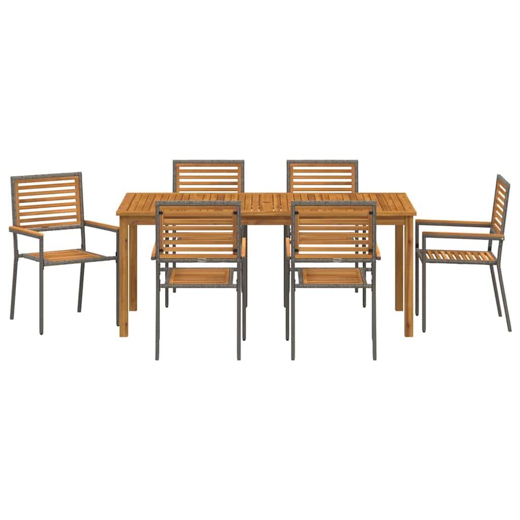 Vrtni set za objed 7 pcs Siva Čvrsto drvo akacije