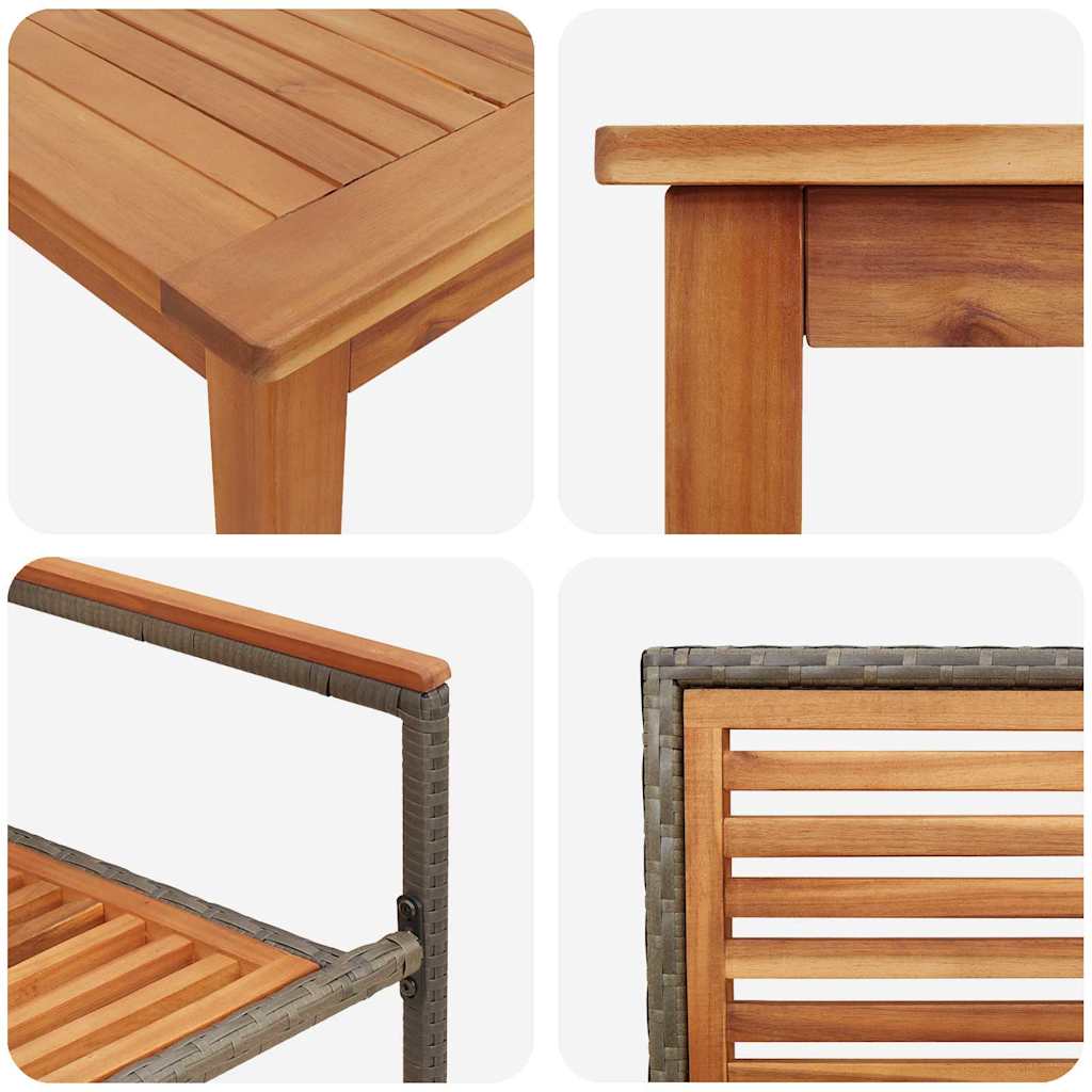 Vrtni set za objed 9 pcs Siva Čvrsto drvo akacije