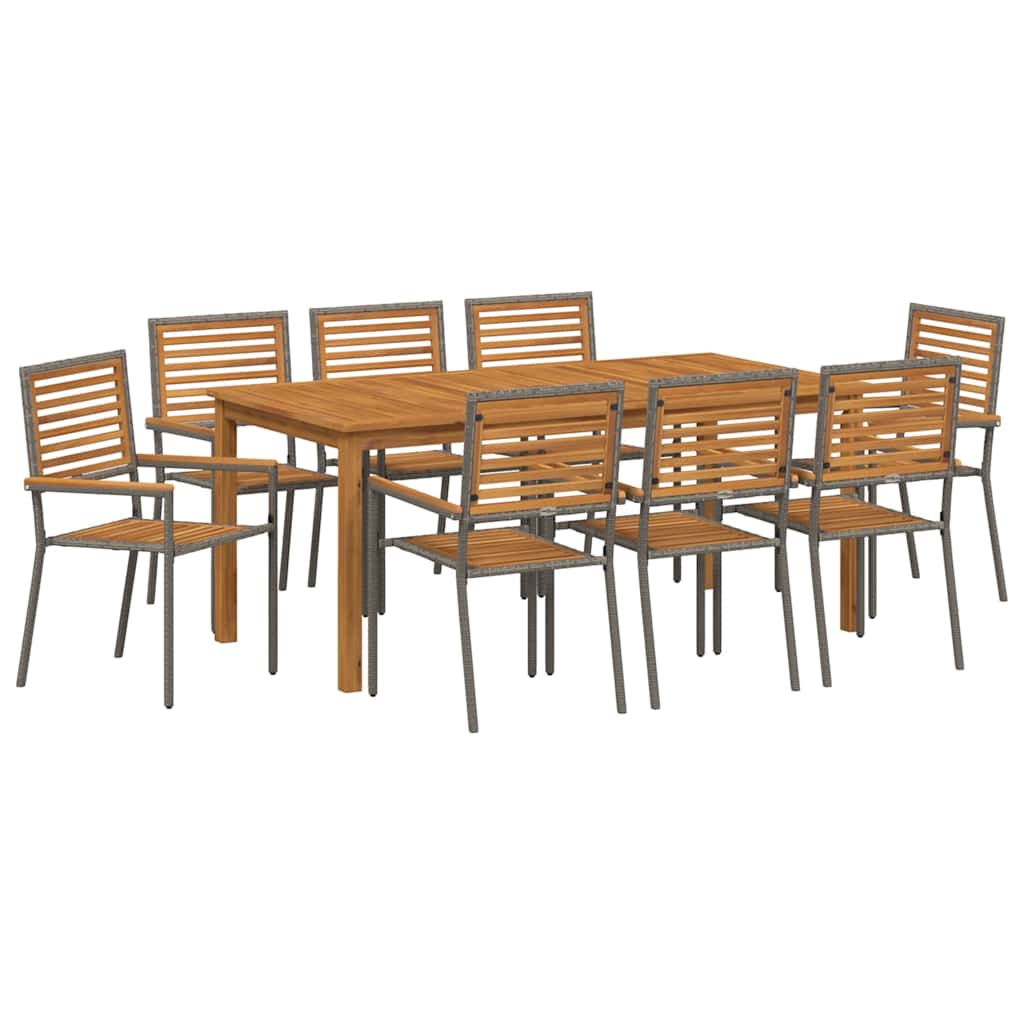 Vrtni set za objed 9 pcs Siva Čvrsto drvo akacije