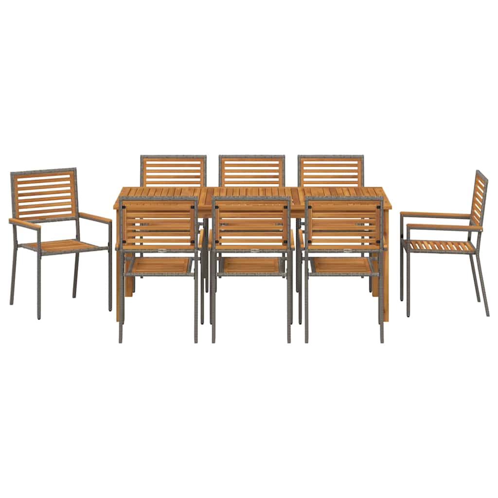 Vrtni set za objed 9 pcs Siva Čvrsto drvo akacije