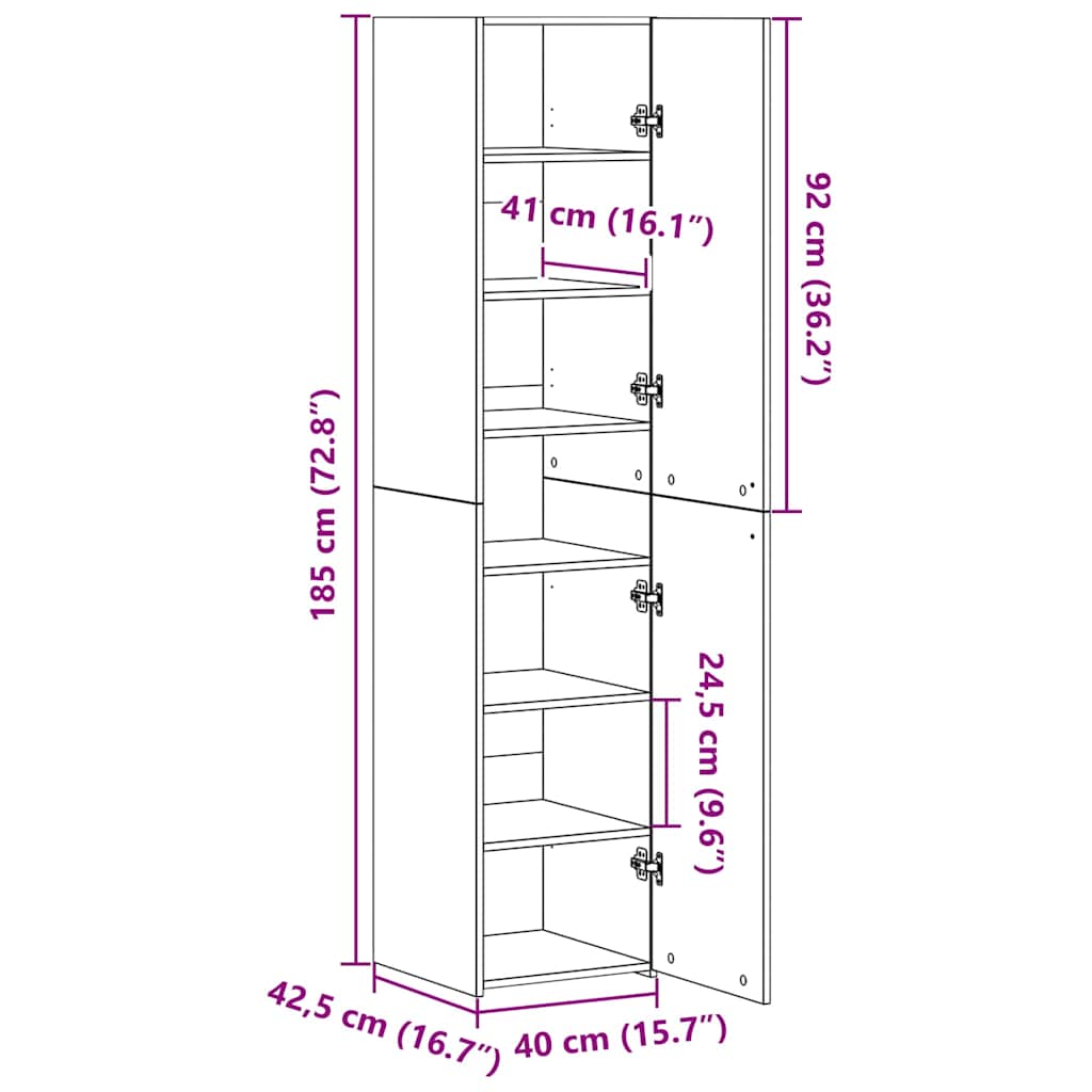 Highboard Umjetnički hrast 40 x 42,5 x 185 cm