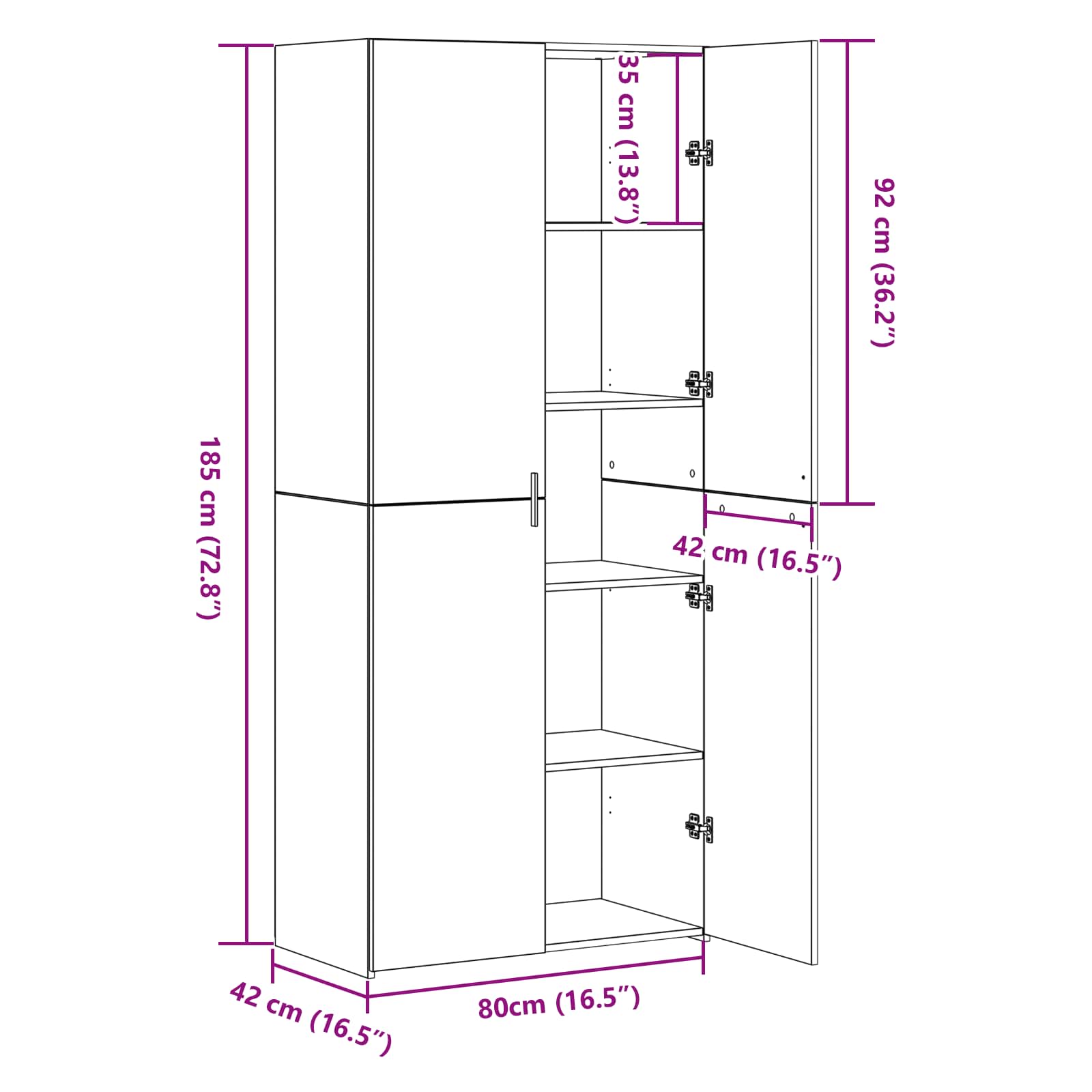 Highboard 2 pcs Umjetnički hrast 80 x 42 x 185 cm
