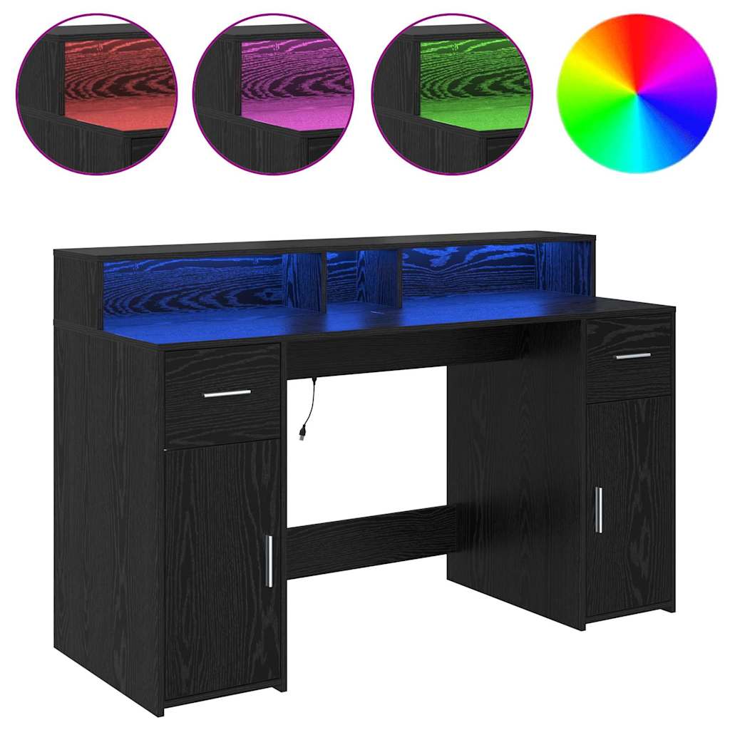 Stol s ladicama Crni hrast 140 x 55 x 91 cm Konstruirano drvo
