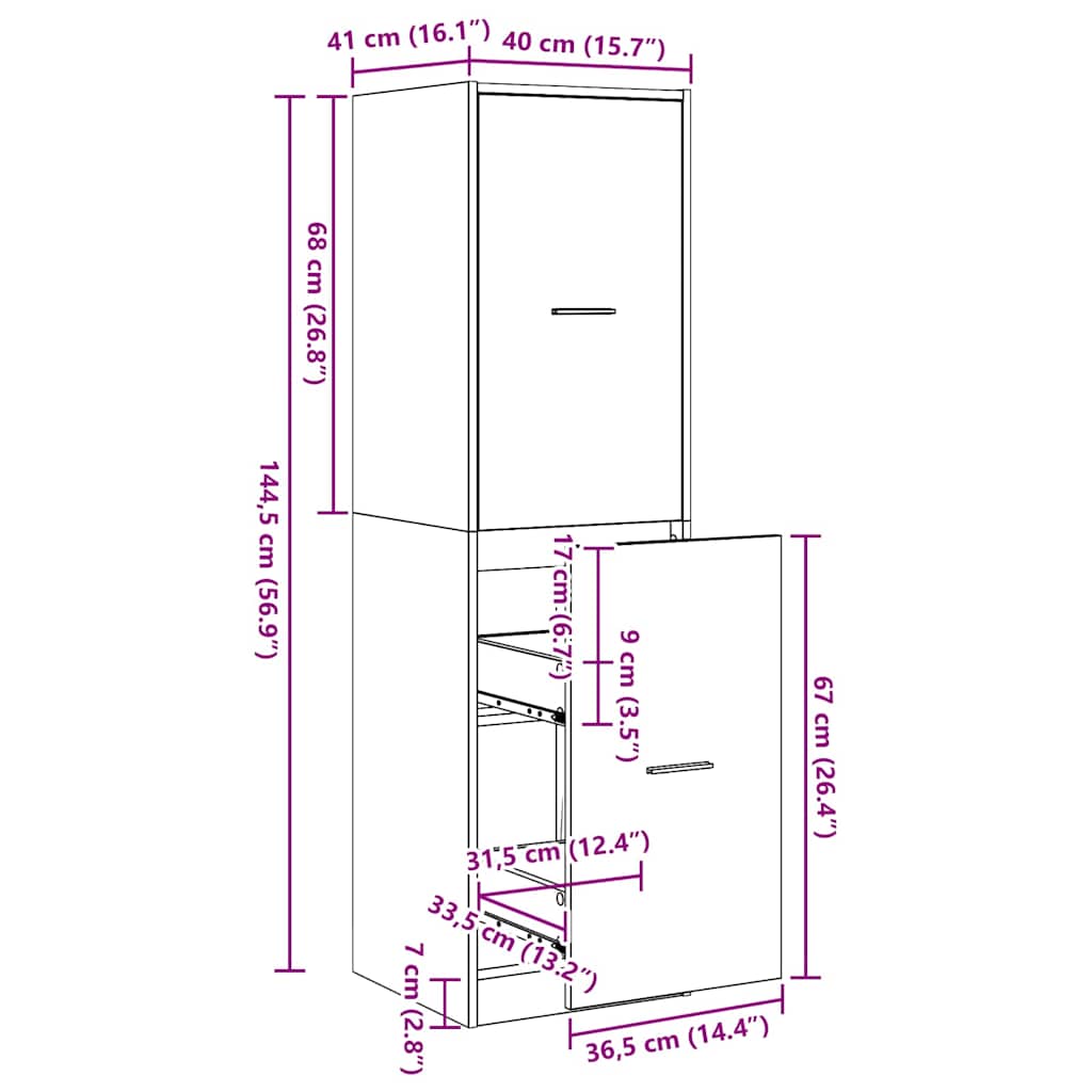 Apoteka za pohranu Crni hrast 40 x 41 x 144.5 cm