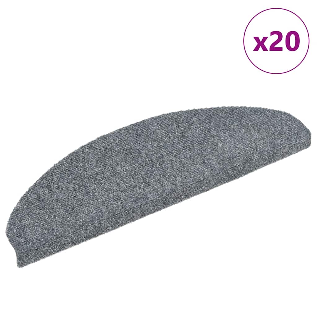 Prostirke za stepenice, samoljepljive, 20 kom., 65x21x4 cm, svijetlo sive, poluokrugle, velike