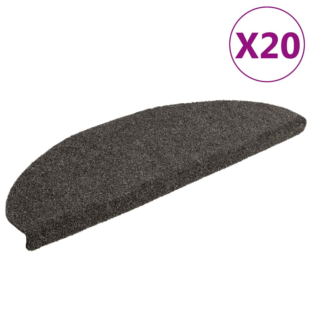 Prostirke za stepenice, samoljepljive, 20 kom. 65x21x4 cm, antracit, poluokrugle, velike