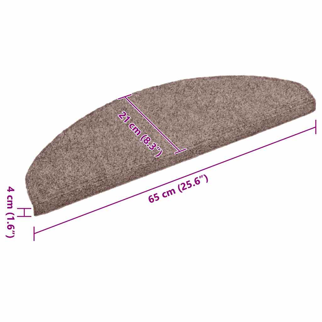 Prostirke za stepenice, samoljepljive, 30 kom. 65x21x4 cm, svijetlosmeđe, poluokrugle, velike