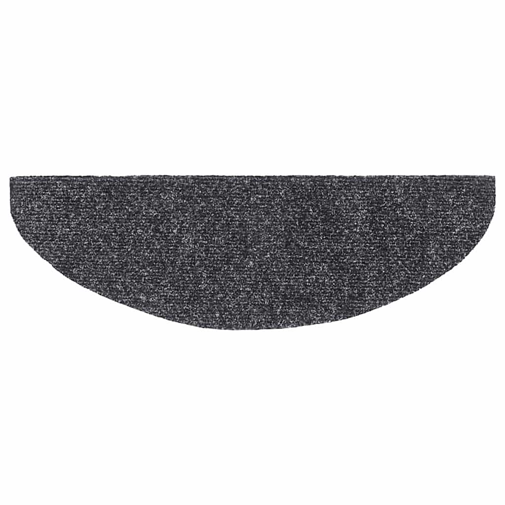 Prostirke za stepenice, samoljepljive, 30 kom., 65x21x4 cm, tamno sive, poluokrugle, velike
