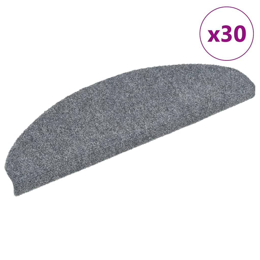 Prostirke za stepenice, samoljepljive, 30 kom., 65x21x4 cm, svijetlo sive, poluokrugle, velike