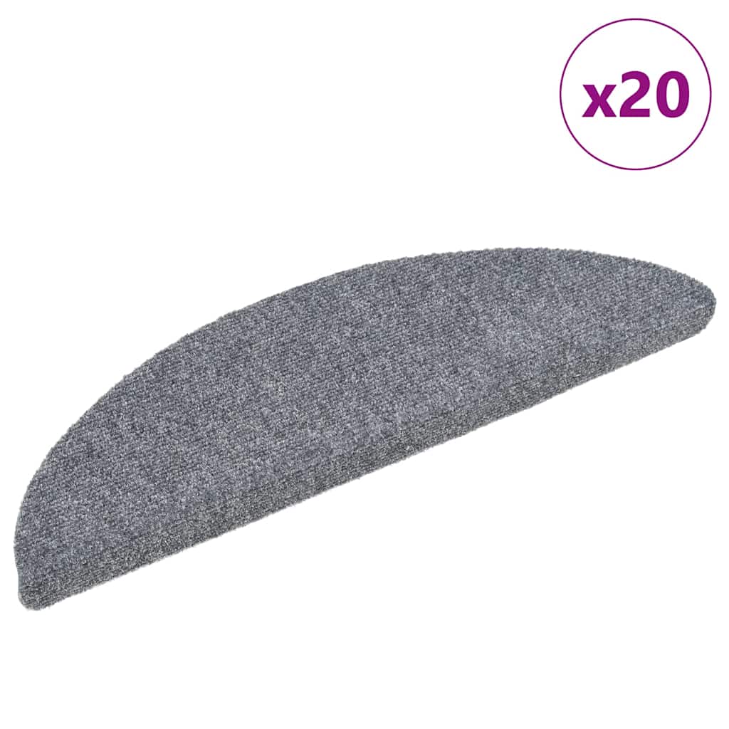 Prostirke za stepenice, samoljepljive, 20 kom, 56x17x3 cm, svijetlo sive, poluokrugle