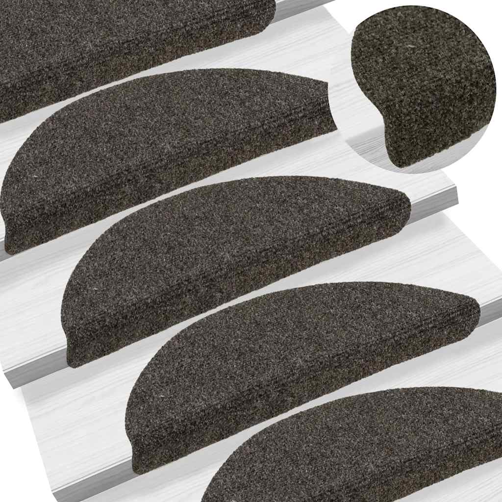 Prostirke za stepenice, samoljepljive, 20 kom 56x17x3 cm, antracit, poluokrugle