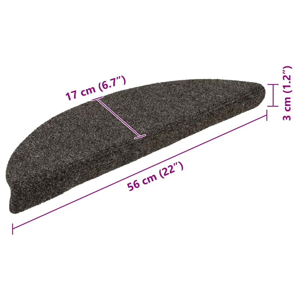 Prostirke za stepenice, samoljepljive, 20 kom 56x17x3 cm, antracit, poluokrugle