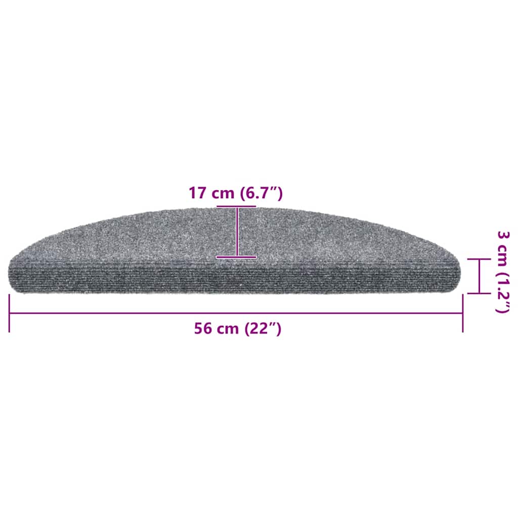 Prostirke za stepenice, samoljepljive, 30 kom, 56x17x3 cm, svijetlo sive, poluokrugle