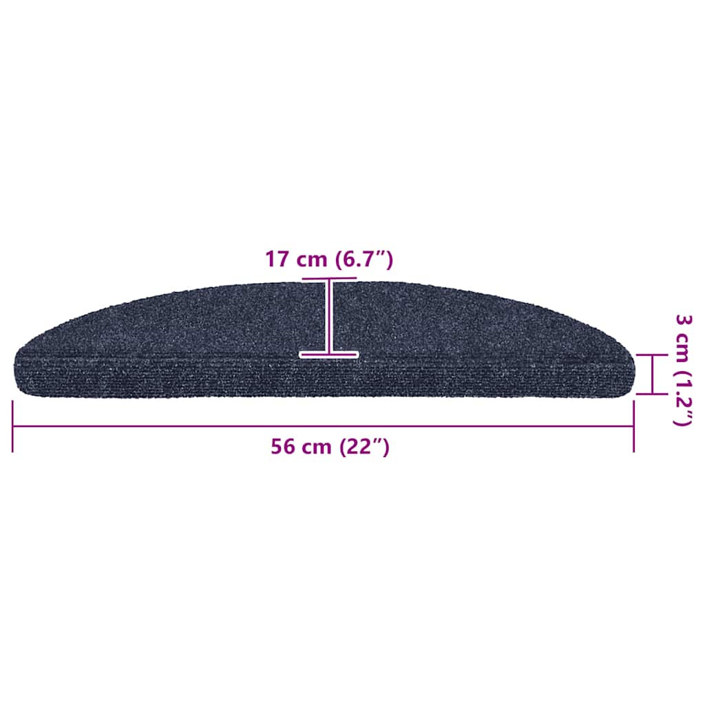 Prostirke za stepenice samoljepljive 30 kom 56x17x3 cm plave poluokrugle