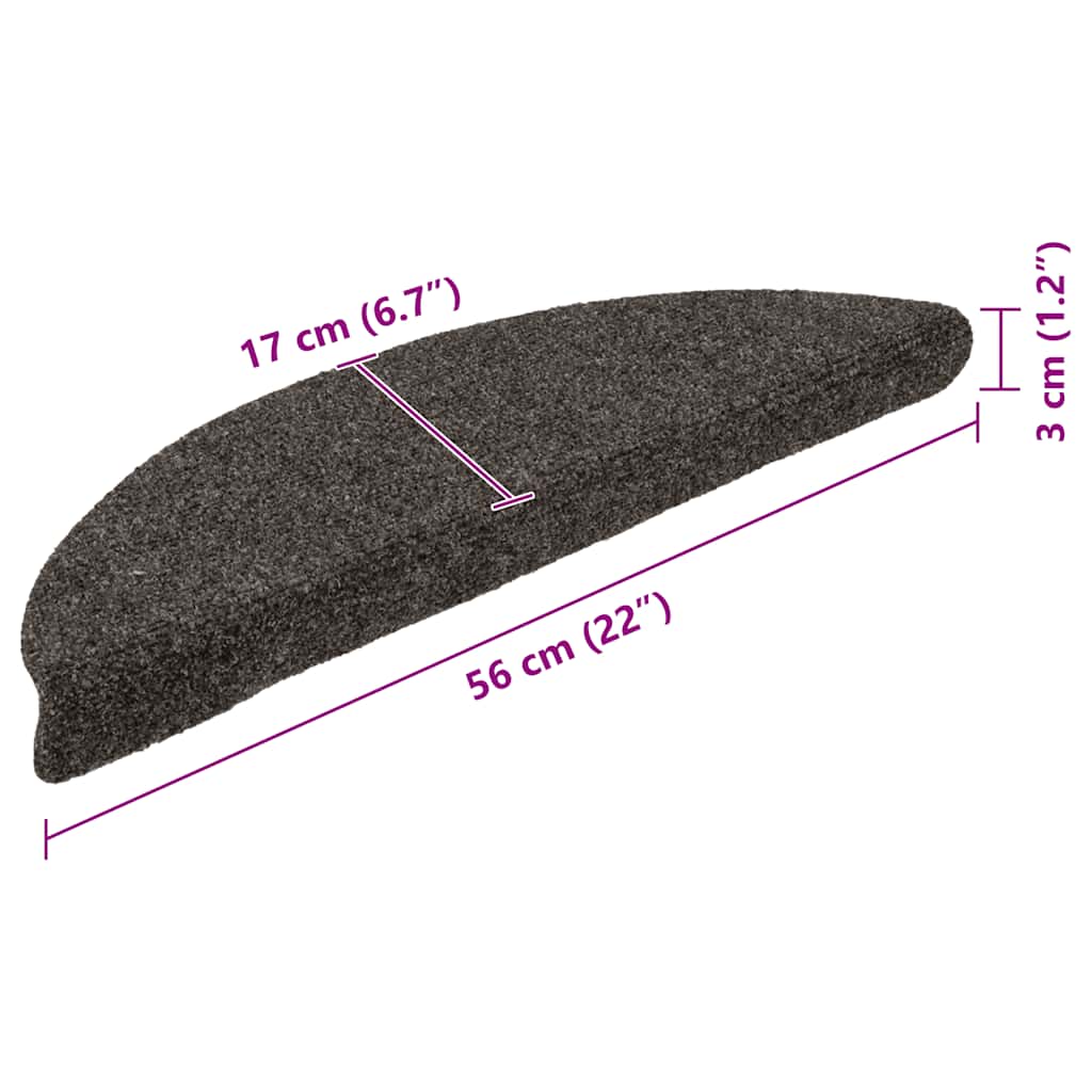 Prostirke za stepenice, samoljepljive, 30 kom 56x17x3 cm, antracit, poluokrugle