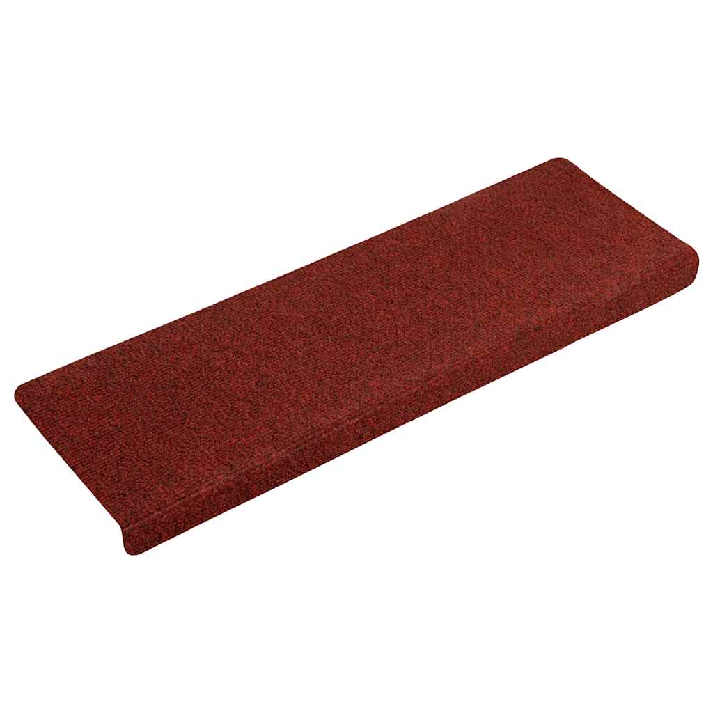 Prostirke za stepenice, samoljepljive, 30 kom, 65x21x4 cm, bordo crvene, pravokutni rub