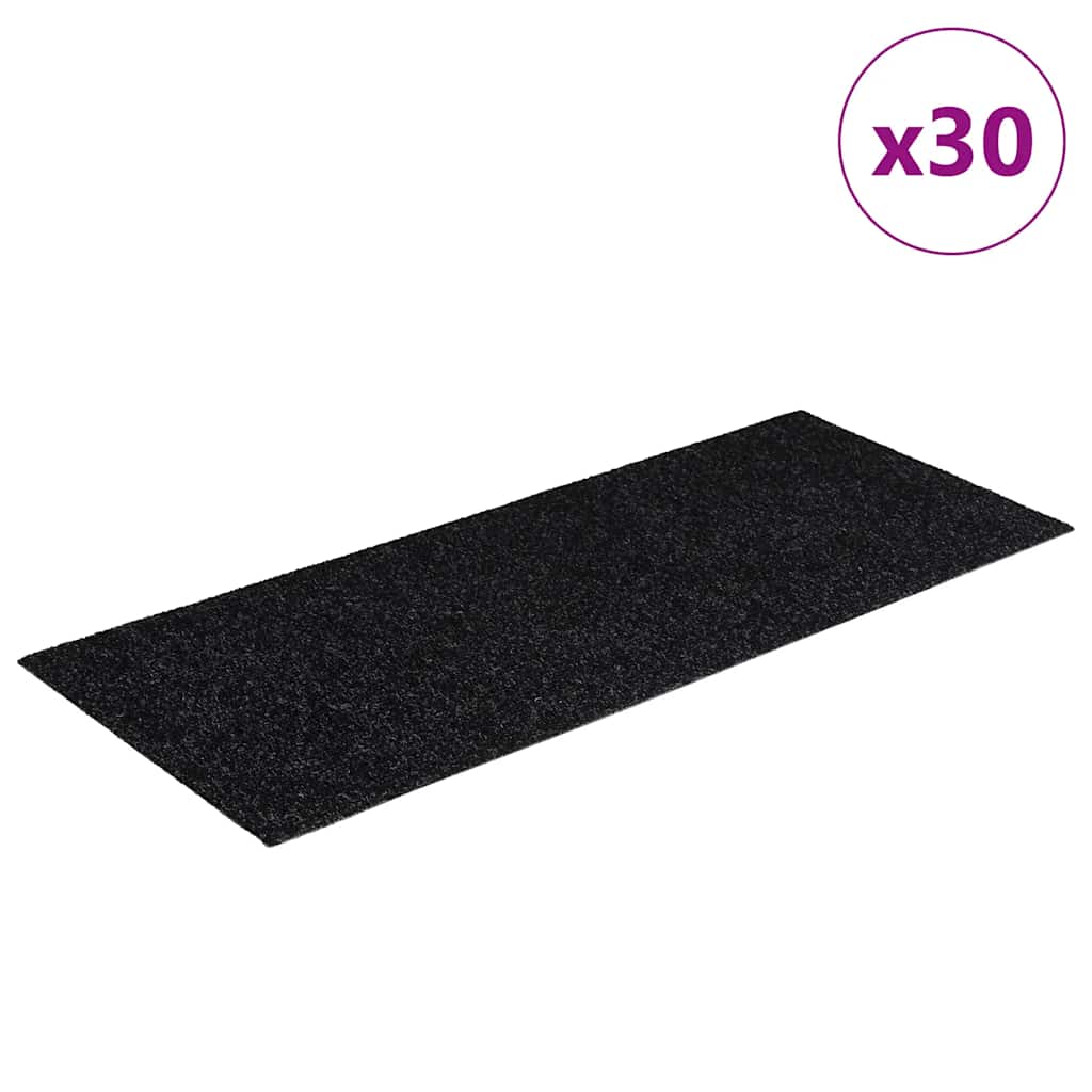 Prostirke za stepenice samoljepljive 30 kom 60x25 cm crne pravokutne
