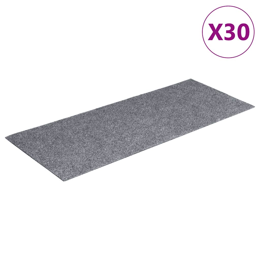 Prostirke za stepenice samoljepljive 30 kom 60x25 cm svijetlo sive pravokutne